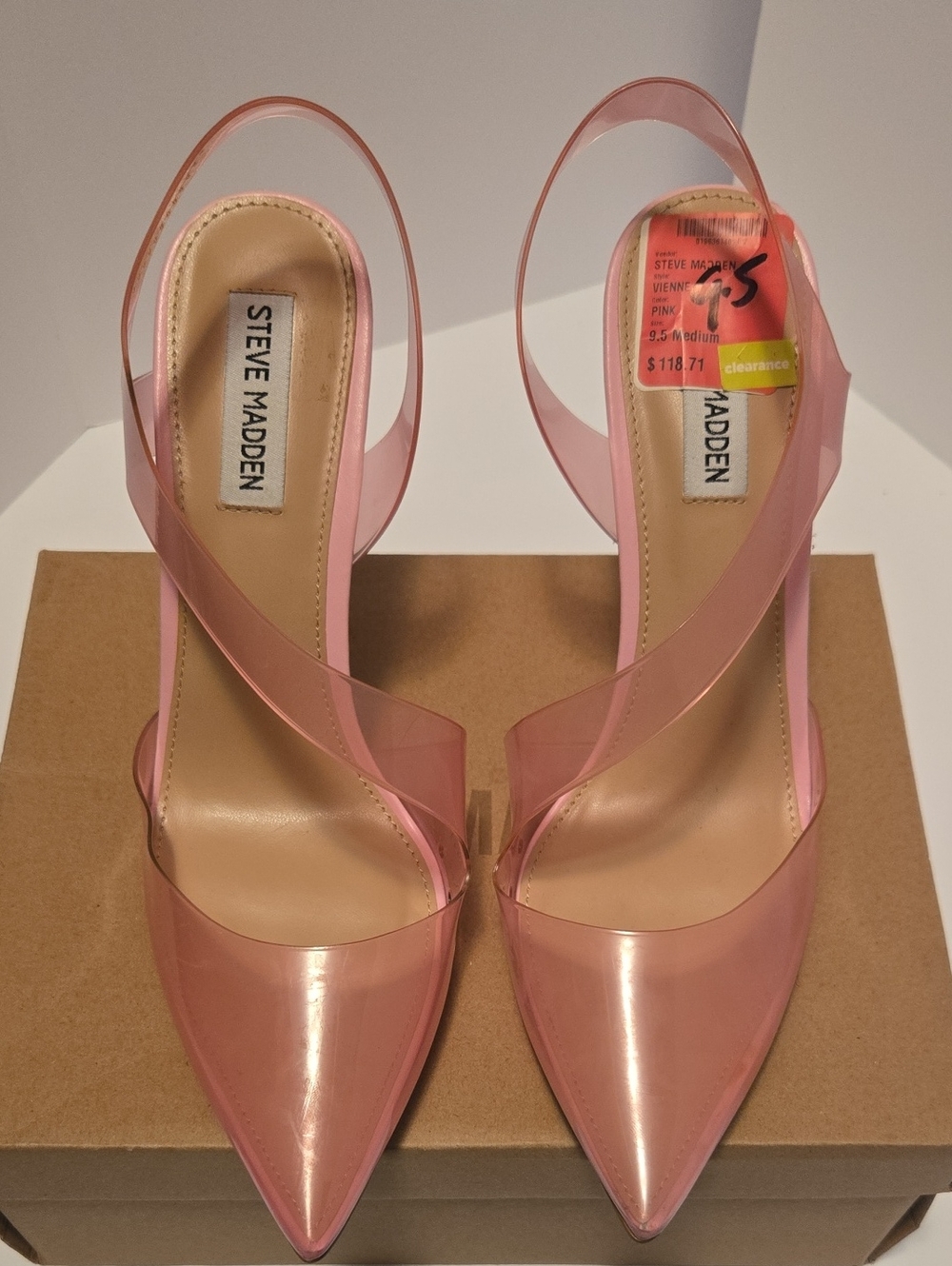 Steve Madden Pink Transparent Strap Pointed Slingback Heels